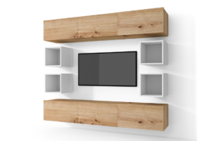 MORIO, https://dev1-mda.konsimo.pl/kolekcja/morio/ Zestaw mebli do salonu 10 el. dąb naturalny/biały - zdjęcie