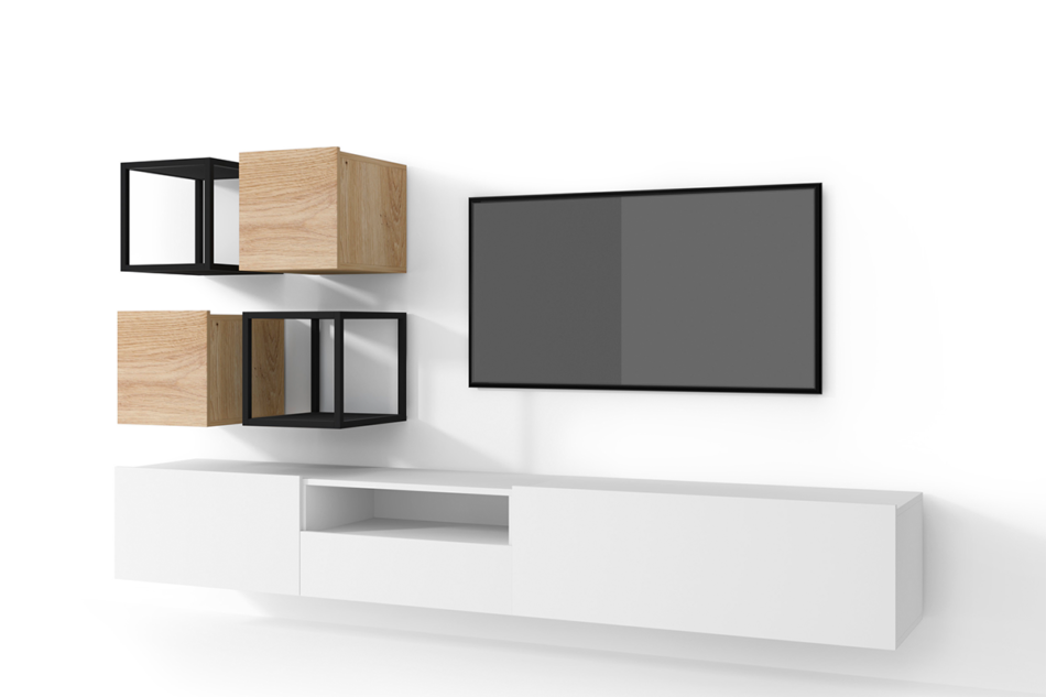 MORIO Zestaw mebli do salonu 6 el. biały/dąb naturalny - zdjęcie 0