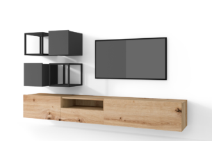 MORIO, https://dev1-mda.konsimo.pl/kolekcja/morio/ Zestaw mebli do salonu 6 el. dąb naturalny/grafitowy - zdjęcie