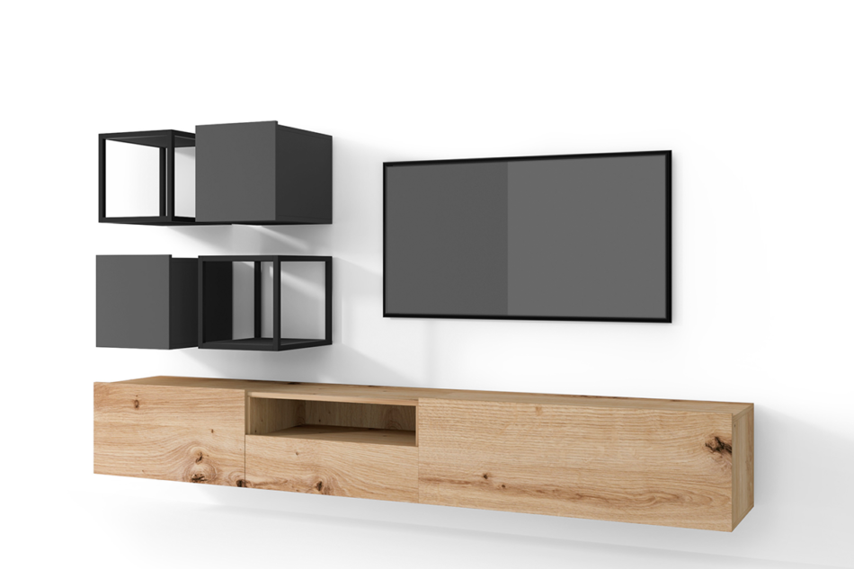 MORIO Zestaw mebli do salonu 6 el. dąb naturalny/grafitowy - zdjęcie 0