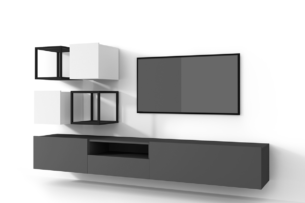 MORIO, https://dev1-mda.konsimo.pl/kolekcja/morio/ Zestaw mebli do salonu 6 el. grafitowy/biały - zdjęcie