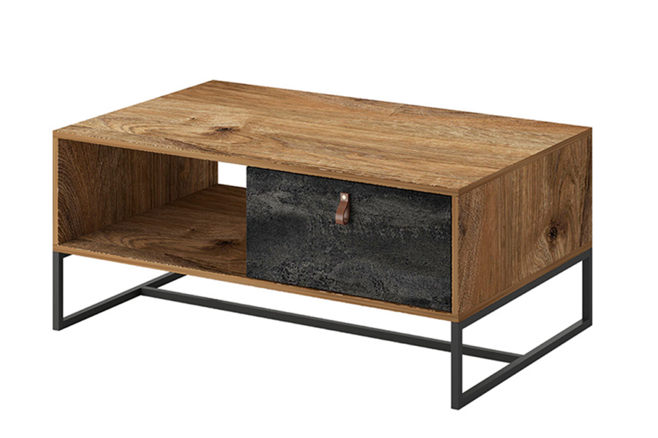 RUGO Duży stolik kawowy loft ciemny dąb/czarny - zdjęcie 0