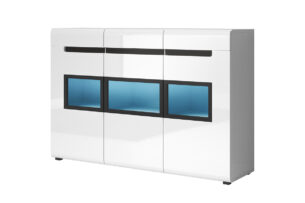 HEKTOR, https://dev1-mda.konsimo.pl/kolekcja/hektor/ Komoda z witryną biały połysk - zdjęcie