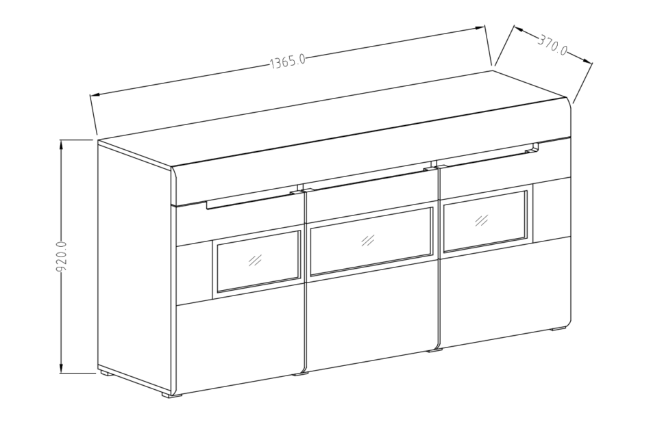 HEKTOR Komoda z witryną biały połysk - zdjęcie 4