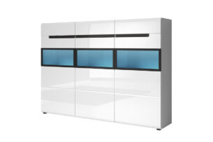 HEKTOR, https://dev1-mda.konsimo.pl/kolekcja/hektor/ Komoda z witryną biały połysk - zdjęcie