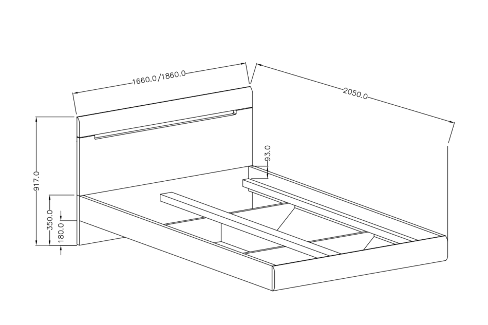 HEKTOR Łóżko biały połysk - zdjęcie 2