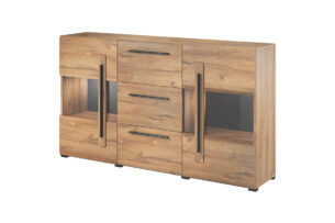 TULSA, https://dev1-mda.konsimo.pl/kolekcja/tulsa/ Komoda z witryną dąb naturalny - zdjęcie