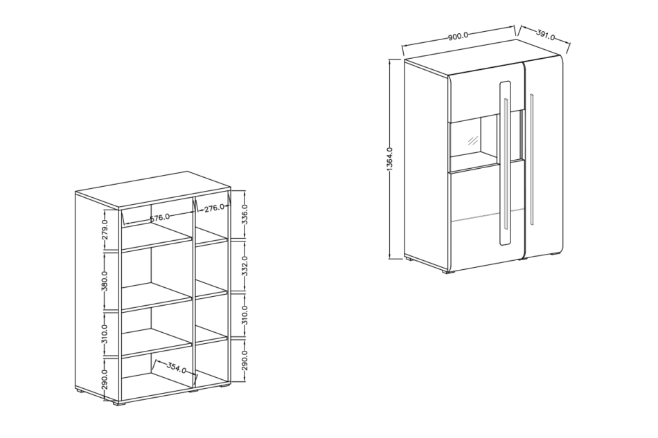 TULSA Komoda z witryną biały połysk - zdjęcie 6