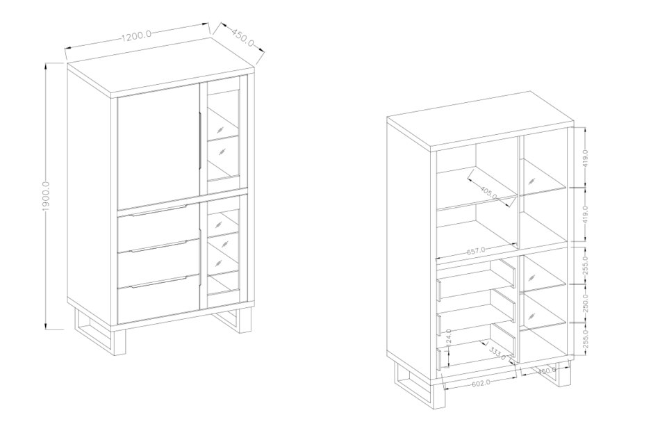 HALLE Witryna dąb/czarny - zdjęcie 4