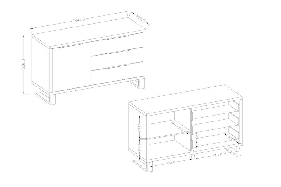 HALLE Komoda dąb/czarny - zdjęcie 4