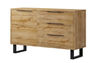 HALLE, https://dev1-mda.konsimo.pl/kolekcja/halle/ Komoda dąb/czarny - zdjęcie