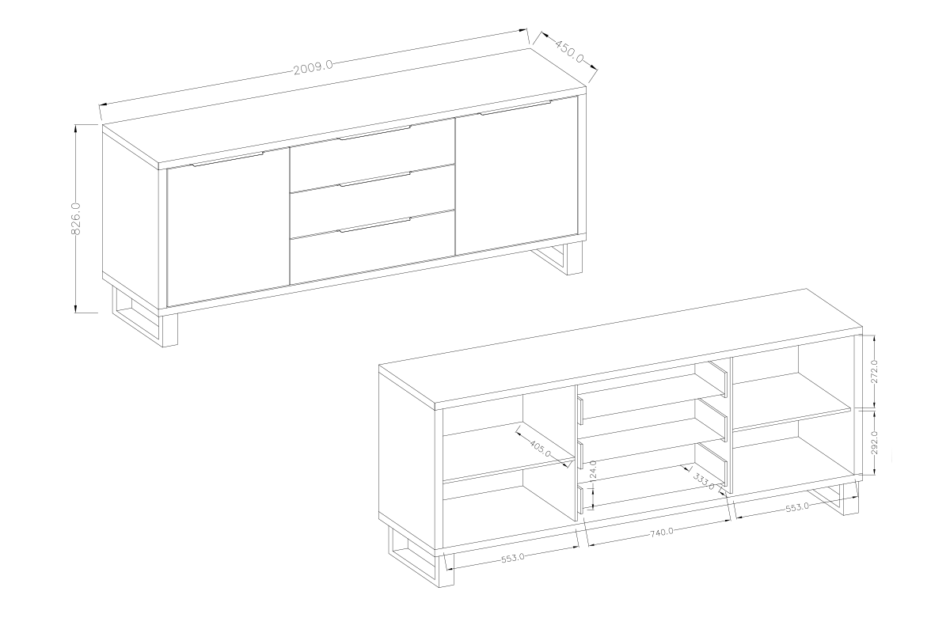HALLE Komoda dąb/czarny - zdjęcie 4