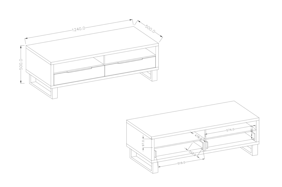HALLE Szafka RTV dąb/czarny - zdjęcie 4