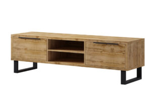 HALLE, https://dev1-mda.konsimo.pl/kolekcja/halle/ Szafka RTV dąb/czarny - zdjęcie