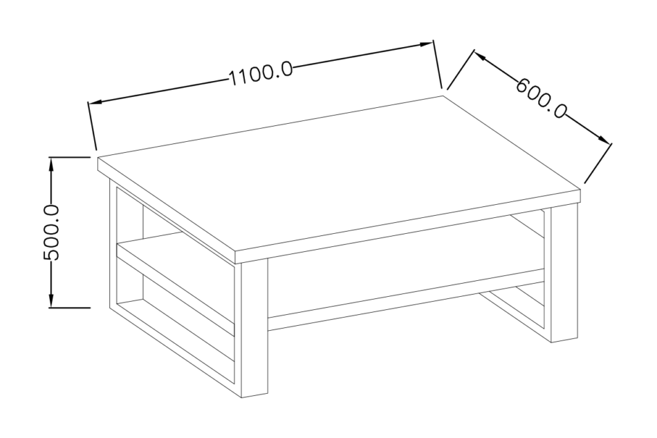 HALLE Stolik kawowy dąb/czarny - zdjęcie 2