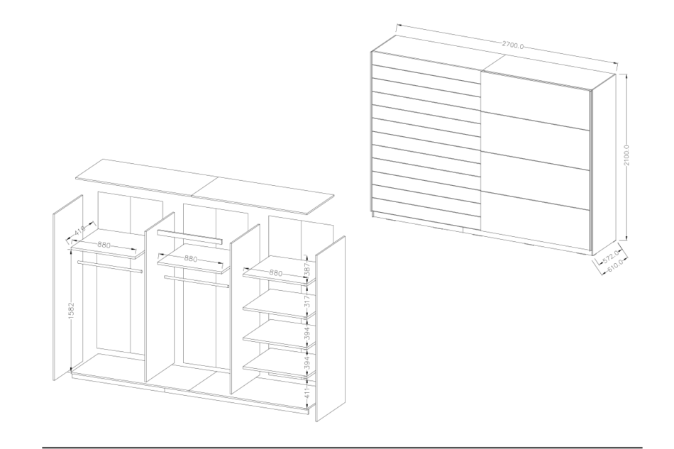 GALAXY Szafa ubraniowa biały/jasny dąb - zdjęcie 3