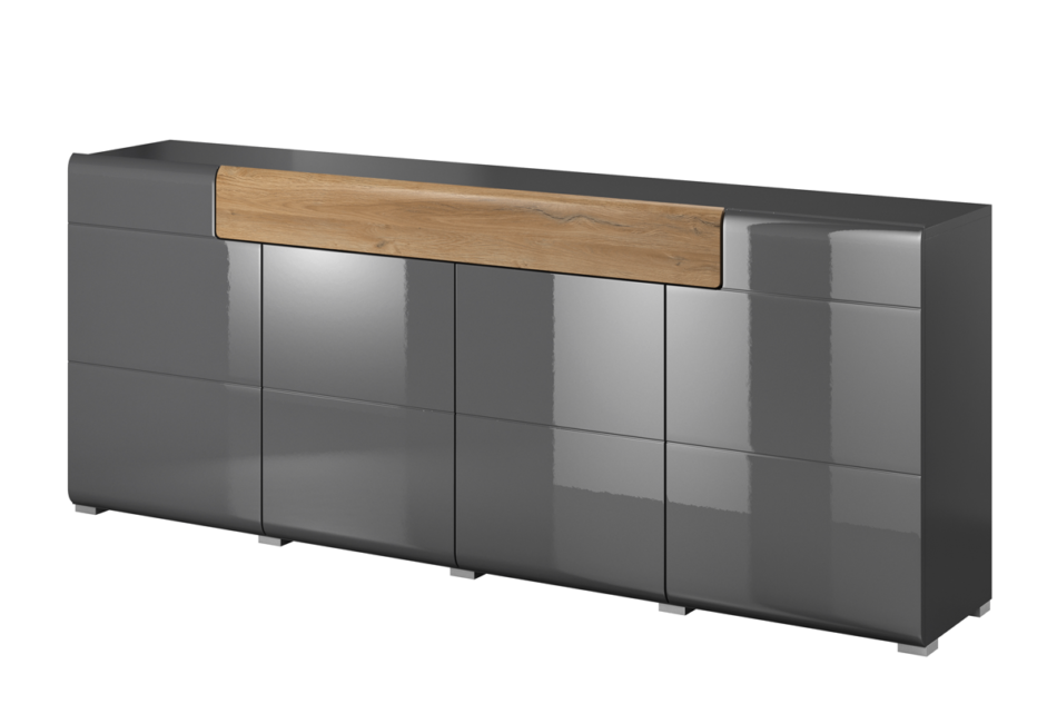 TOLEDO Komoda antracyt połysk/dąb naturalny - zdjęcie 0