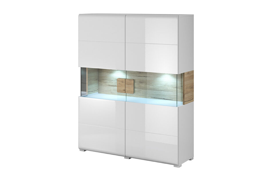 TOLEDO Komoda z witryną biały/jasny dąb - zdjęcie 0