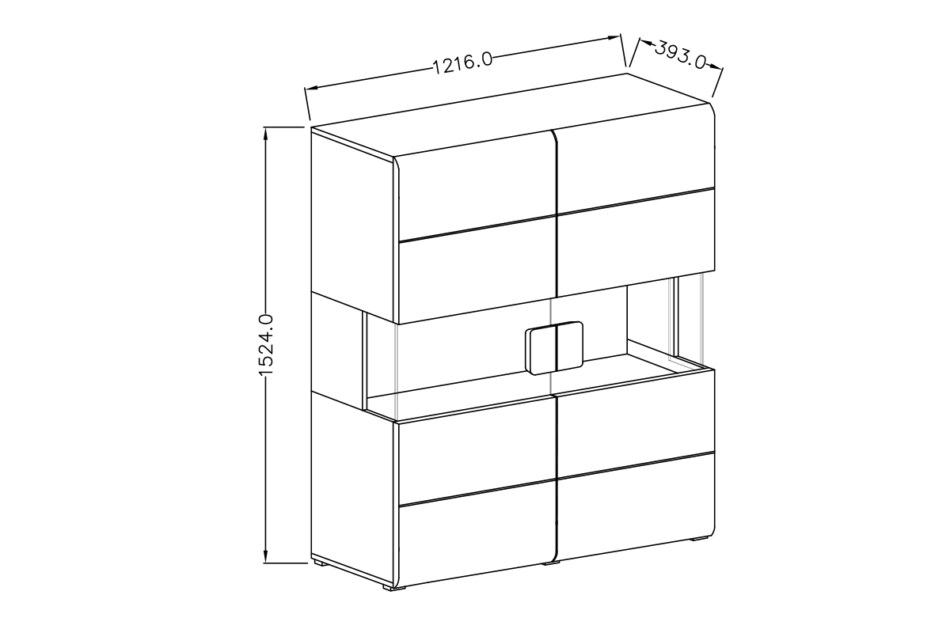 TOLEDO Komoda z witryną antracyt połysk/dąb naturalny - zdjęcie 2