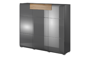 TOLEDO, https://dev1-mda.konsimo.pl/kolekcja/toledo/ Komoda antracyt połysk/dąb naturalny - zdjęcie