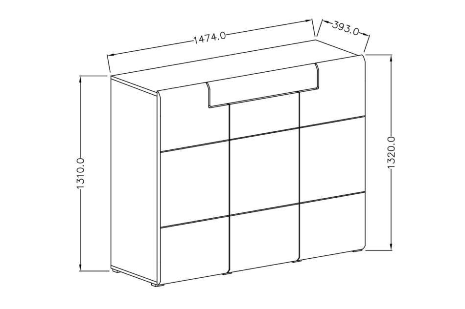 TOLEDO Komoda antracyt połysk/dąb naturalny - zdjęcie 2