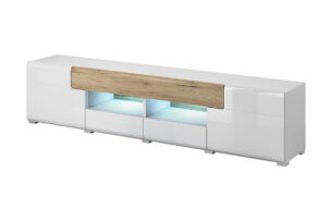 TOLEDO, https://dev1-mda.konsimo.pl/kolekcja/toledo/ Szafka RTV biały/jasny dąb - zdjęcie