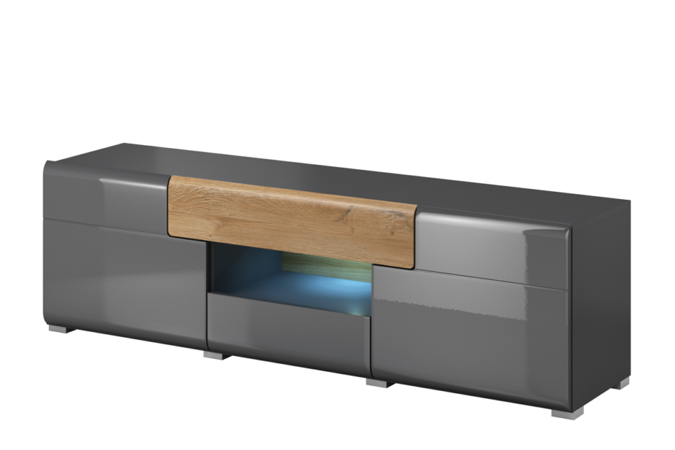 TOLEDO Szafka RTV antracyt połysk/dąb naturalny - zdjęcie 0