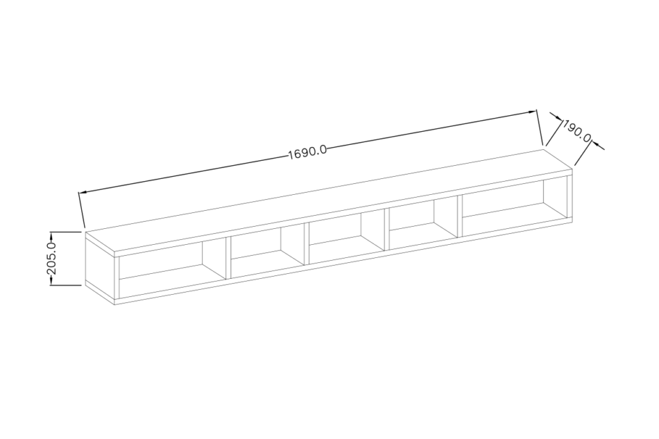TOLEDO Półka wisząca antracyt połysk/dąb naturalny - zdjęcie 2
