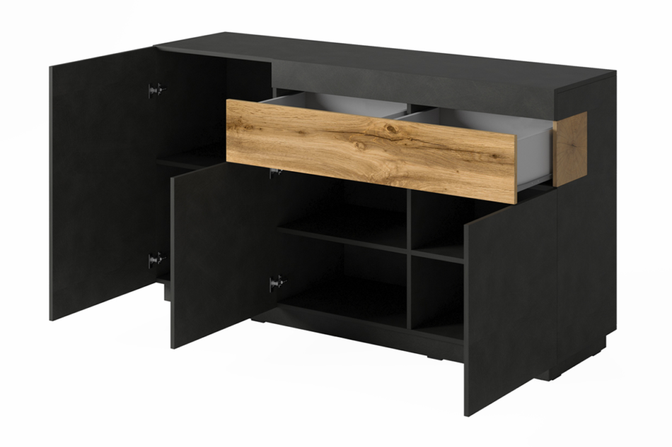 SILKE Komoda antracytowy/dąb - zdjęcie 1