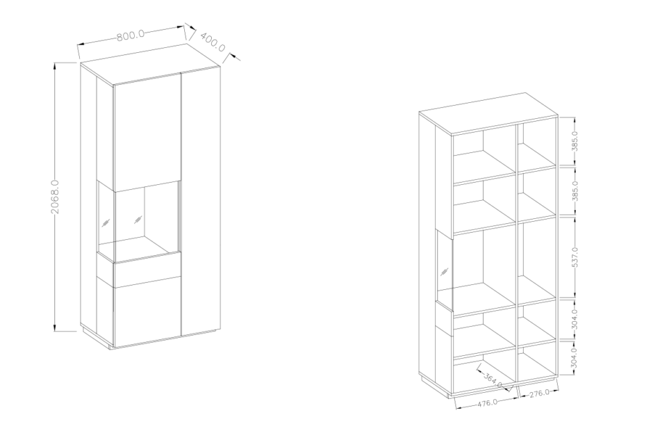 SILKE Witryna Lewa biały połysk/szary - zdjęcie 2