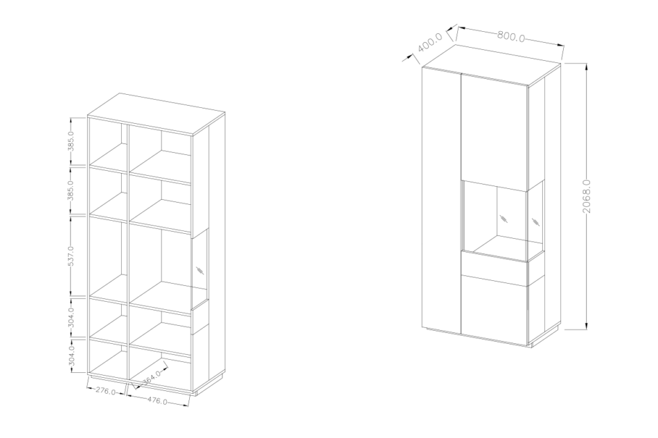 SILKE Witryna Prawa biały połysk/dąb - zdjęcie 5