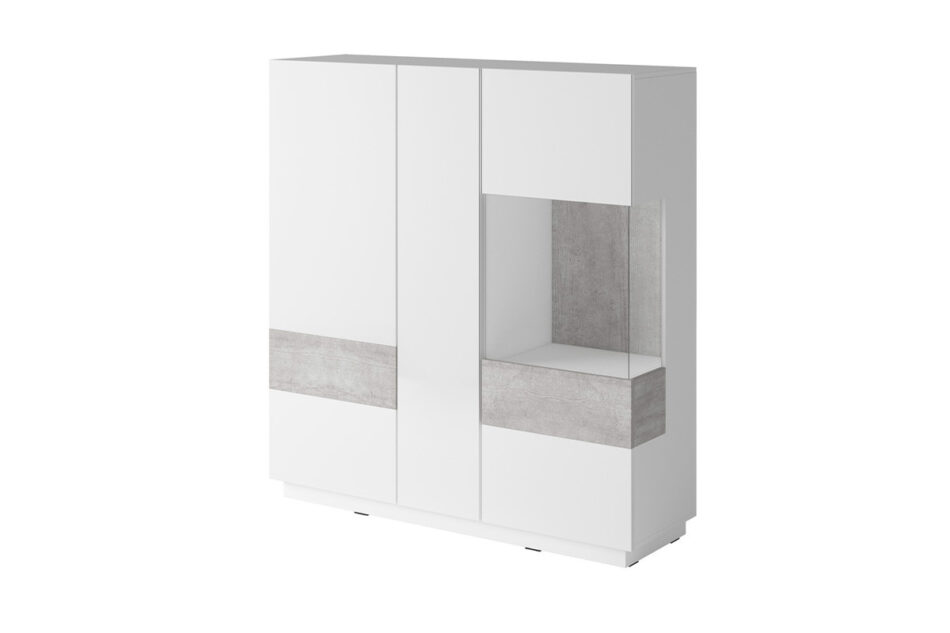 SILKE Komoda z witryną biały połysk/szary - zdjęcie 0