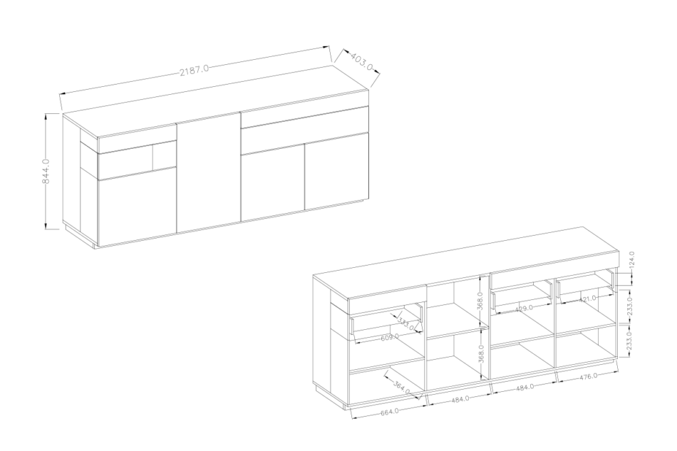 SILKE Komoda antracytowy/dąb - zdjęcie 5