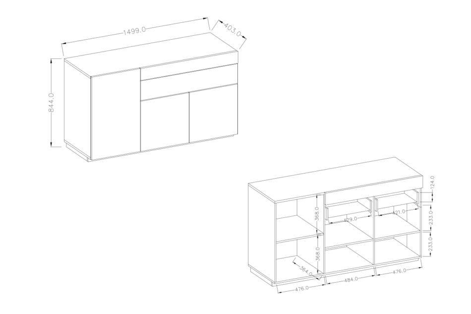 SILKE Komoda biały połysk/szary - zdjęcie 2