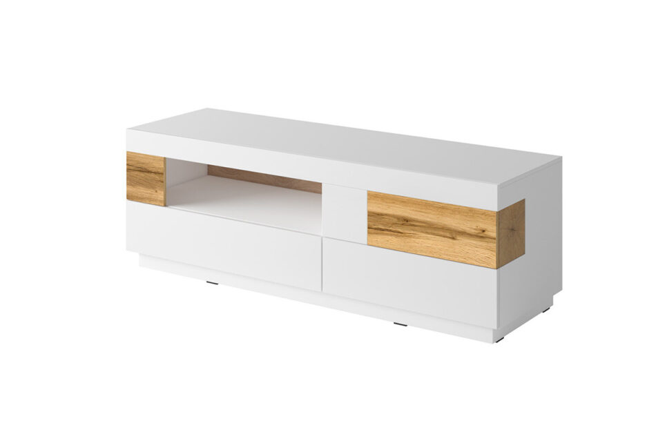 SILKE Szafka RTV biały połysk/dąb - zdjęcie 0