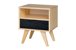 MONTI, https://dev1-mda.konsimo.pl/kolekcja/monti/ Stolik nocny sosna naturalna/czarny - zdjęcie