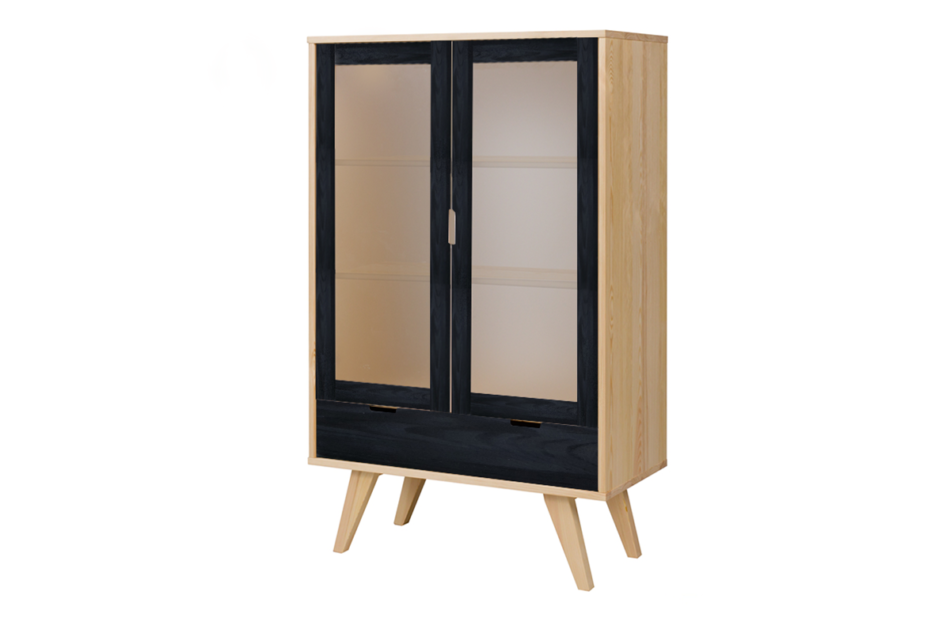 MONTI Witryna sosna naturalna/czarny - zdjęcie 0