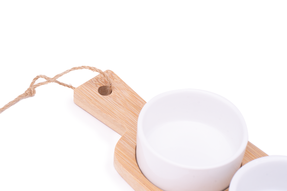 BORAGO Zestaw do dipów biały/brązowy - zdjęcie 1