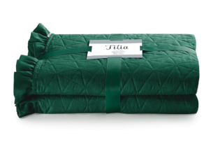 TILIA, https://dev1-mda.konsimo.pl/kolekcja/tilia/ Narzuta ciemny zielony - zdjęcie