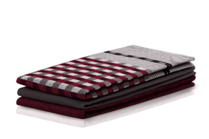 LOUIE, https://dev1-mda.konsimo.pl/kolekcja/louie/ Zestaw ścierek kuchennych (3szt.) szary/czerwony - zdjęcie