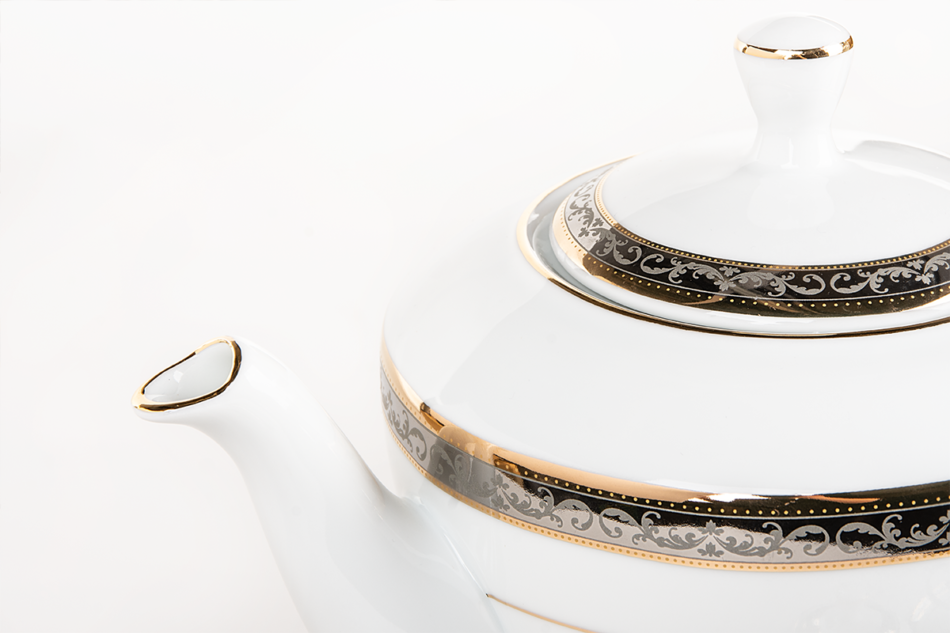 CONTE Serwis herbaciany 6os (15el.) biały/srebrny/złoty - zdjęcie 2