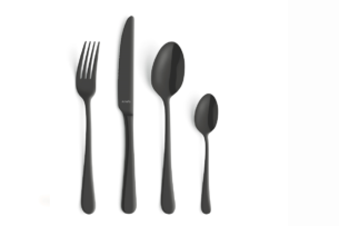 AUSTIN BLACK, https://dev1-mda.konsimo.pl/kolekcja/austin-black/ Komplet sztućców, 6 os. (24 el.) czarny - zdjęcie
