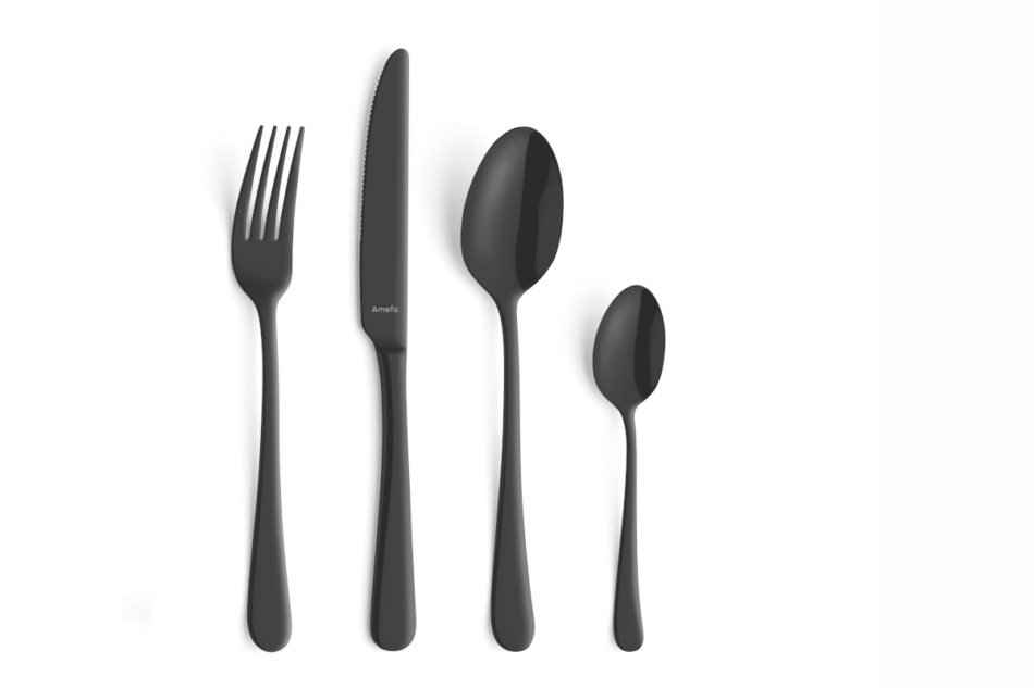 AUSTIN BLACK Komplet sztućców, 6 os. (24 el.) czarny - zdjęcie 0