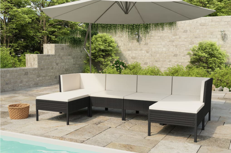 SILIUS Zestaw mebli ogrodowych czarny/kremowy - zdjęcie 1