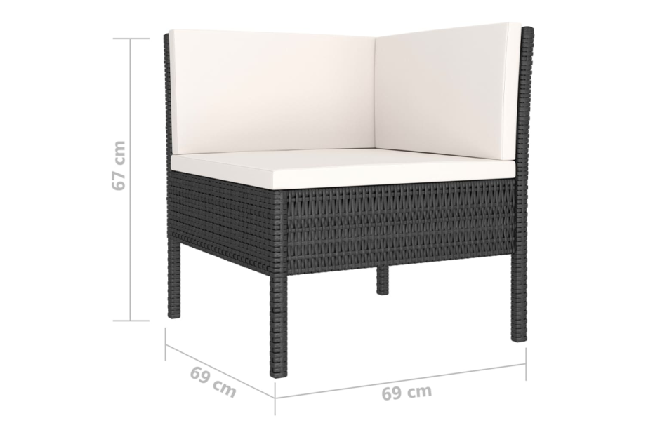 SILIUS Zestaw mebli ogrodowych czarny/kremowy - zdjęcie 4