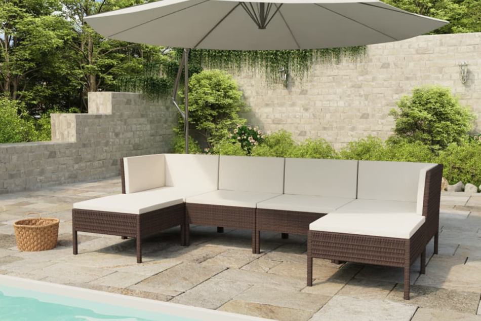 SILIUS Zestaw mebli ogrodowych brązowy/kremowy - zdjęcie 1