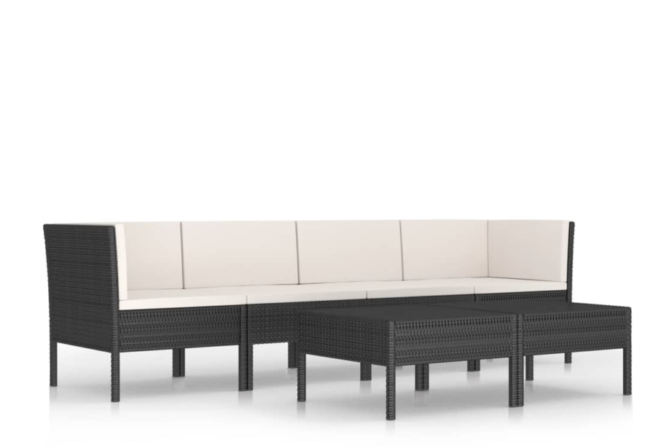 SILIUS Zestaw mebli ogrodowych czarny/kremowy - zdjęcie 0