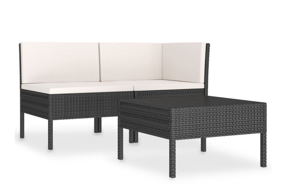 SILIUS Zestaw mebli ogrodowych czarny/kremowy - zdjęcie 0