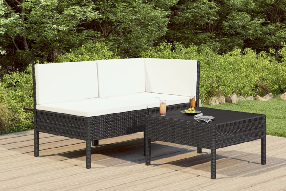 SILIUS Zestaw mebli ogrodowych czarny/kremowy - zdjęcie 1