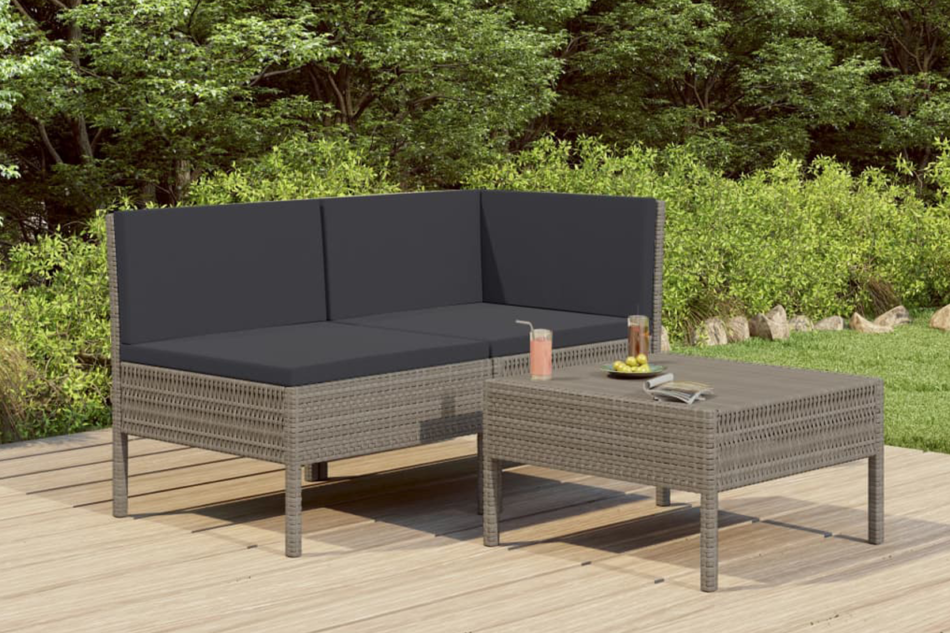 SILIUS Zestaw mebli ogrodowych szary/antracytowy - zdjęcie 1